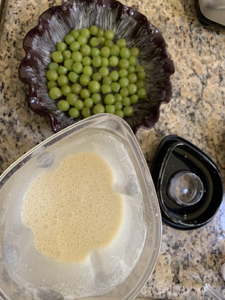 Blending the batter for clafoutis