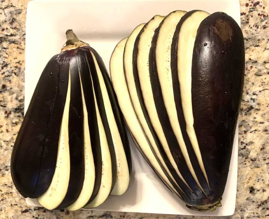 Eggplant Sliced Hasselback Style