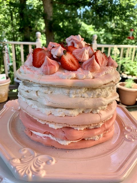 Ombré Pavlova Cloud Cake