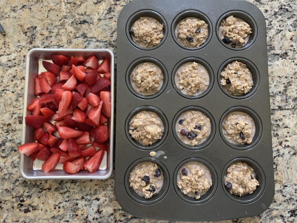 Slices Strawberries with Oatmeal Mixture