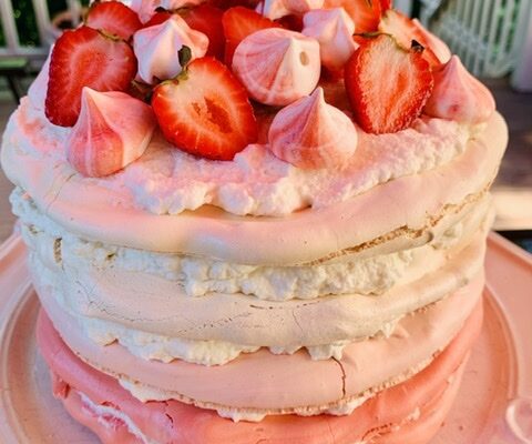 The Astonishing and Delightful Pink Ombré Pavlova Cloud Cake