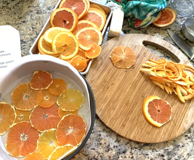 Slicing the citrus fruits