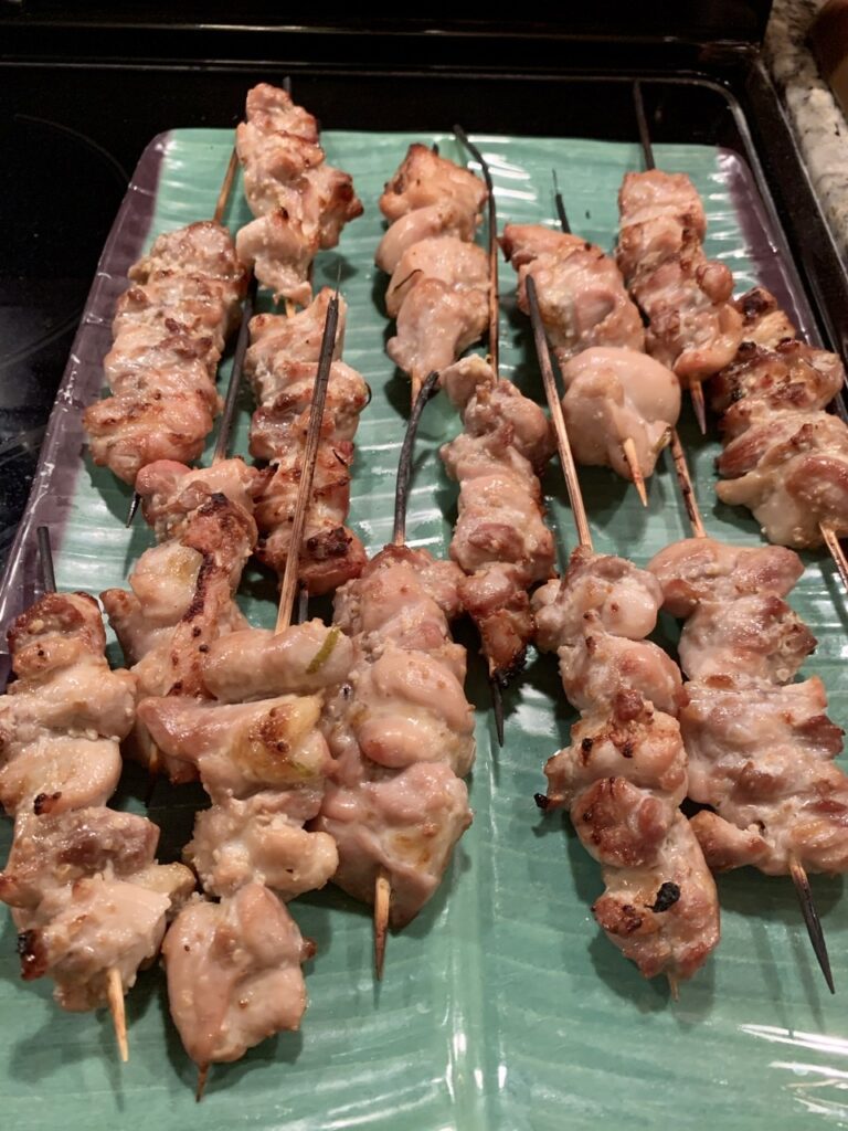 Grilled chicken on a stick