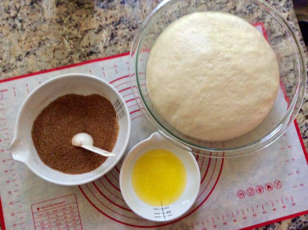 Preparing the cinnamon sugar and melted butter