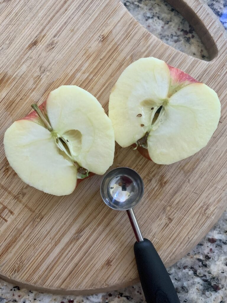Coring the Apple with melon baller