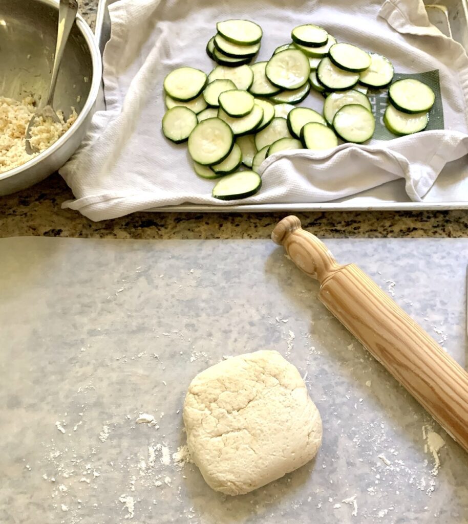 Making quick Zucchini and Cheese Galette
