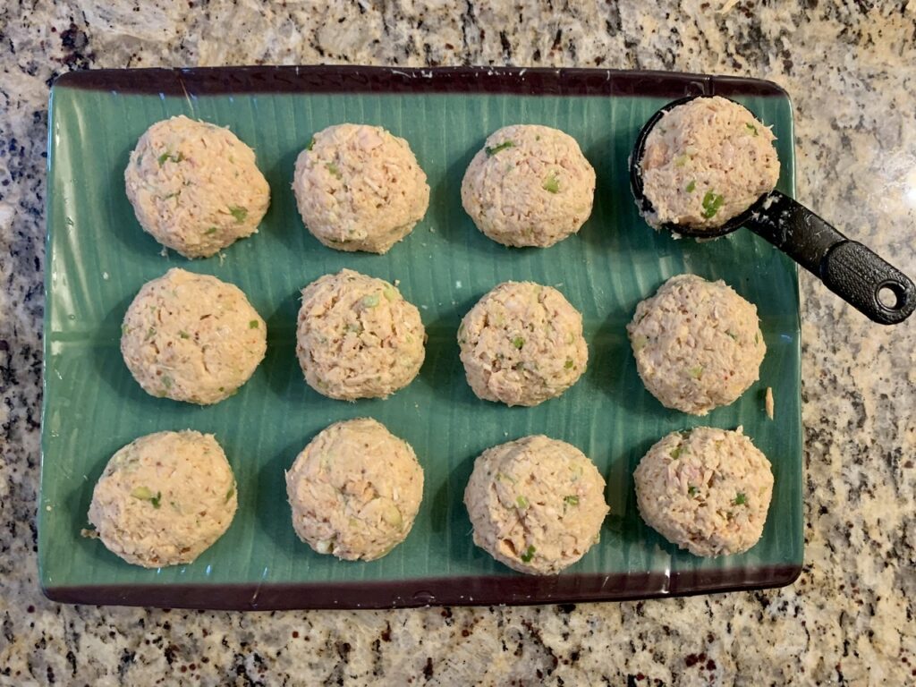 Forming patties for Easy Canned Tuna Cakes