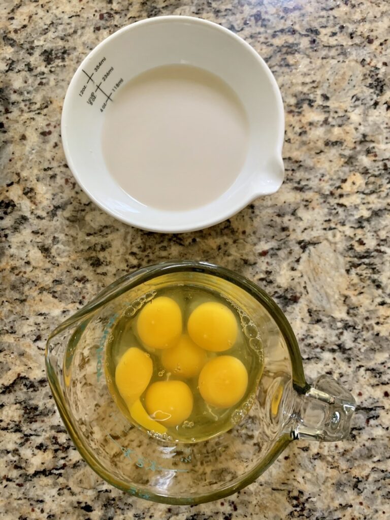 Almond milk and eggs