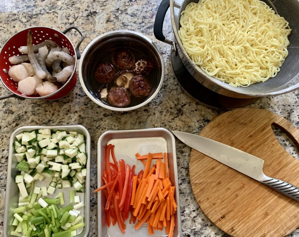 Ingredients for lucky long life noodles
