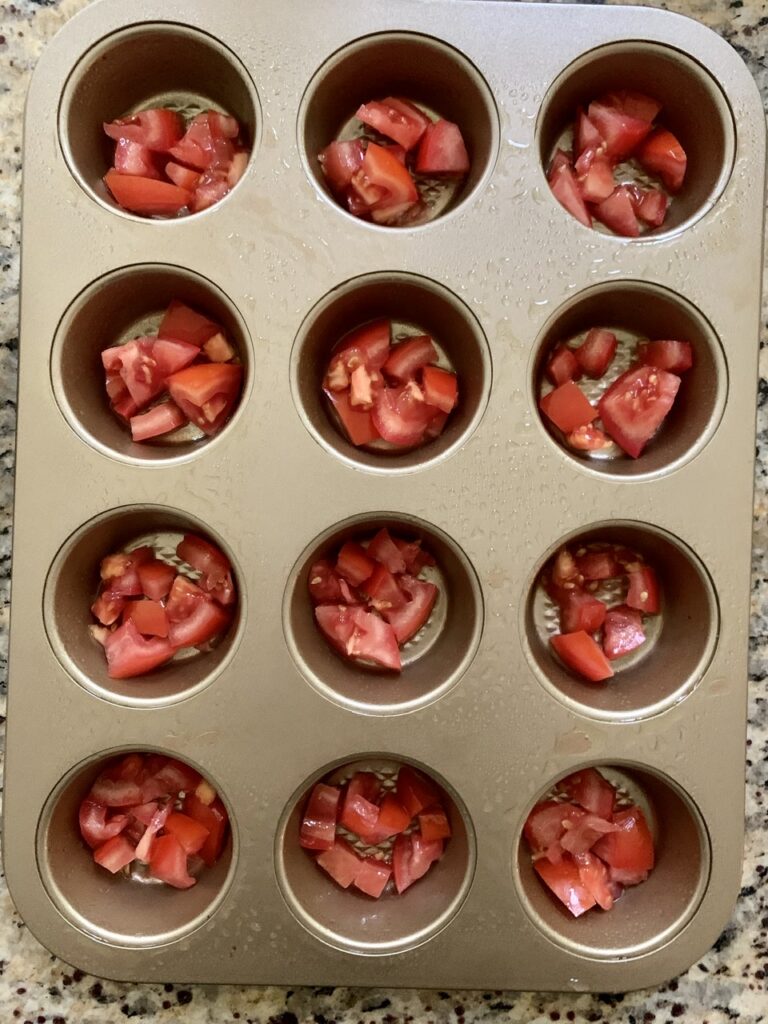 Distribute evenly on muffin pan