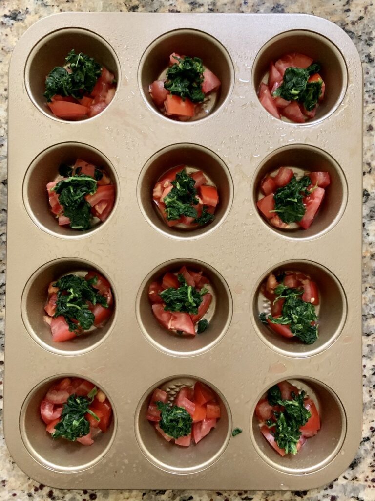 Distribute spinach evenly 