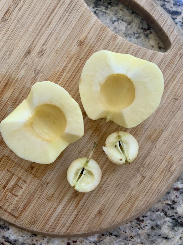 Coring the Apple with melon baller