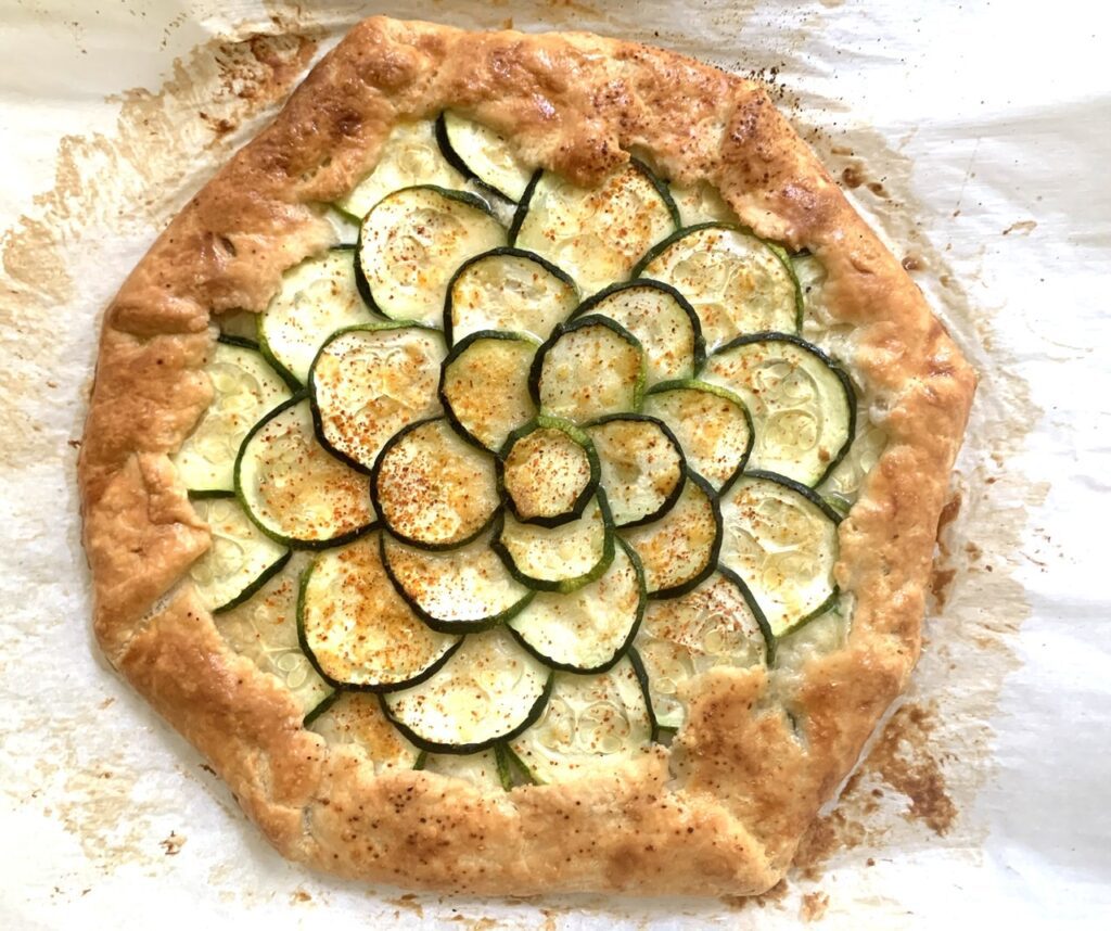 making quick zucchini and cheese galette