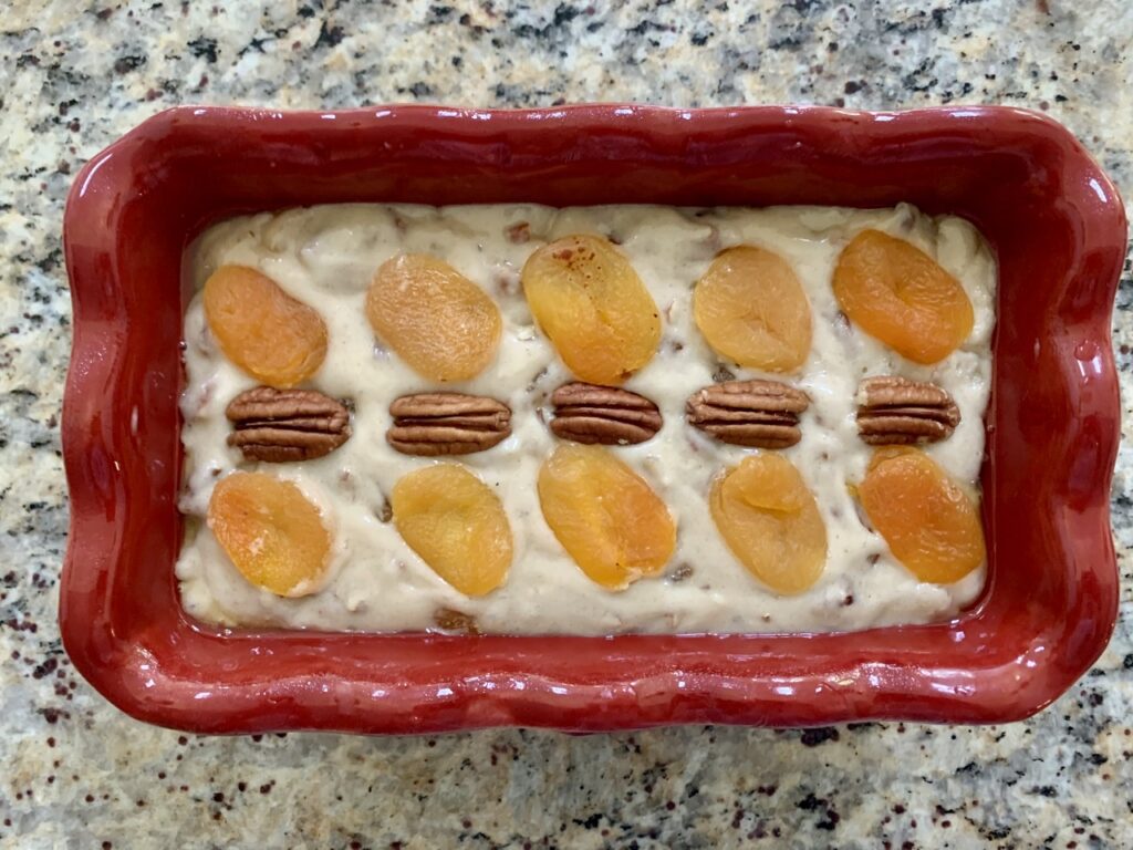 Easy Apricot Bread with Pecans is ready for the oven