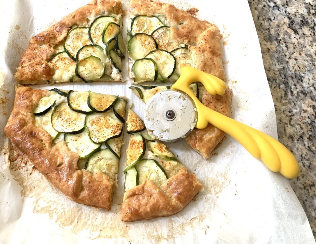 making quick zucchini and cheese galette