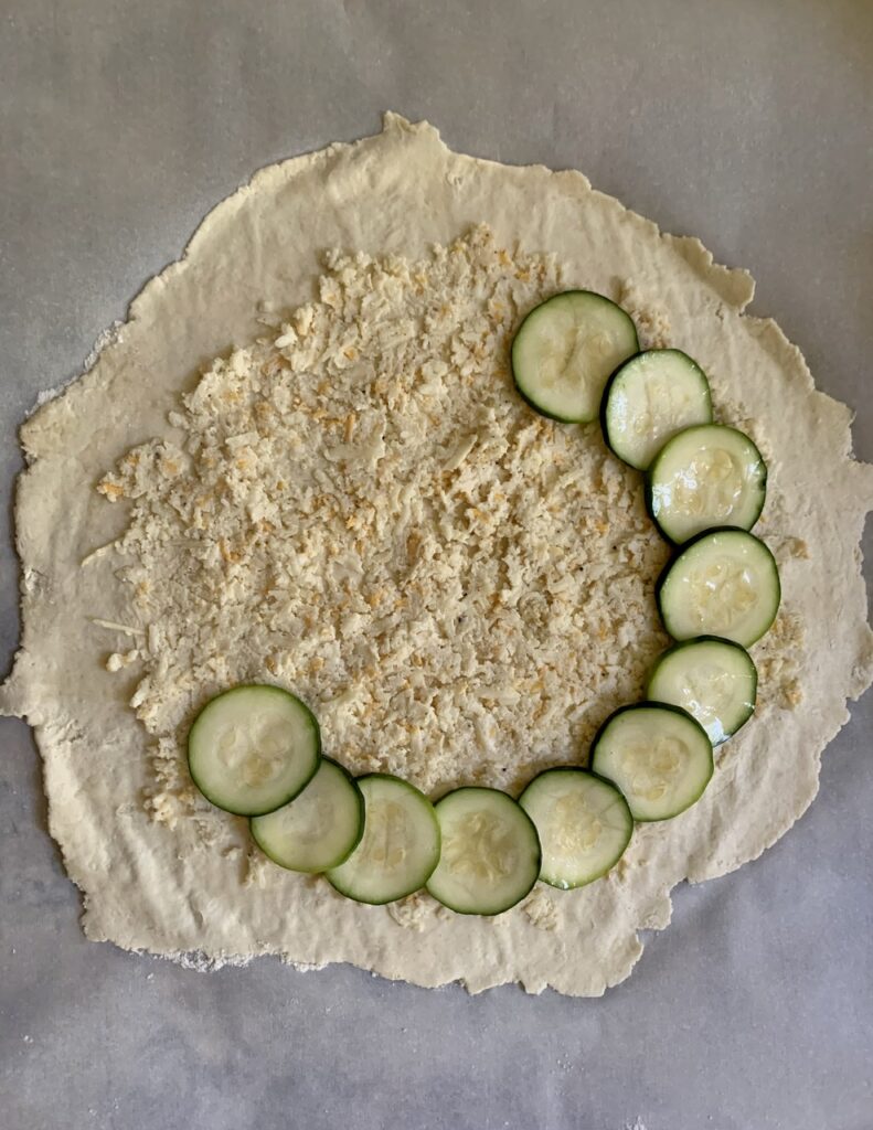 assembling the quick zucchini and cheese galette