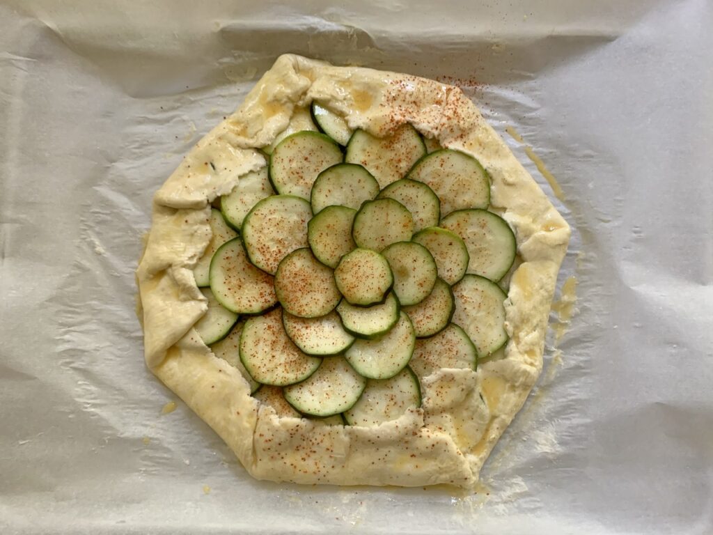 making quick zucchini and cheese galette