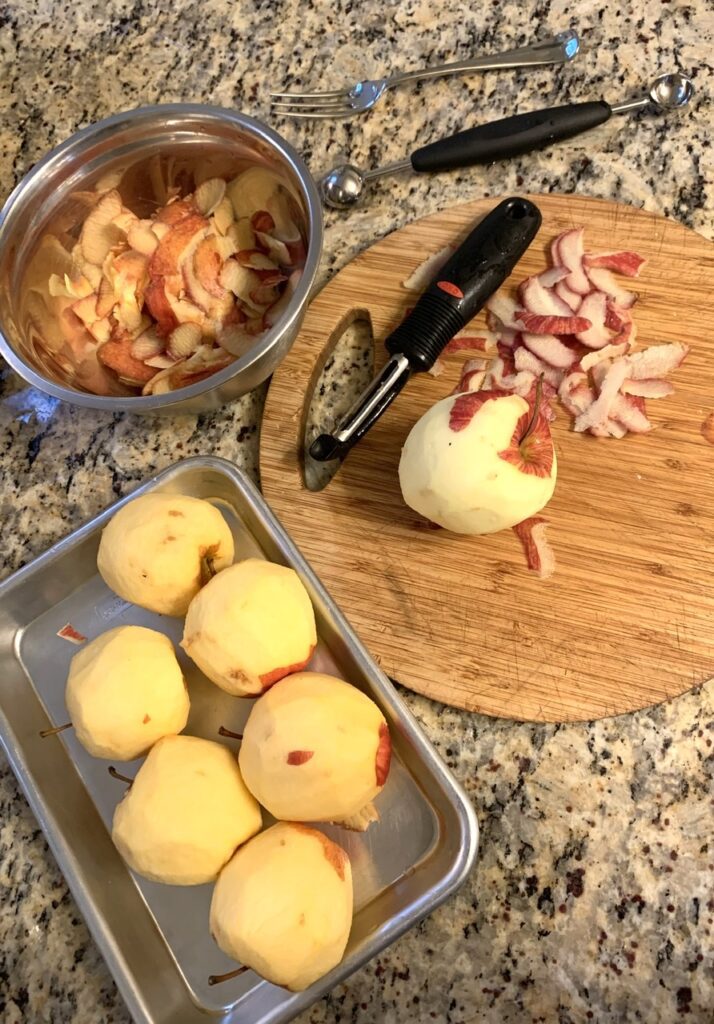 Peeling and preparing the apples