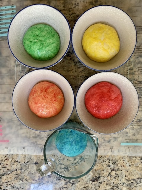 Colored Dough for Rainbow Bagels