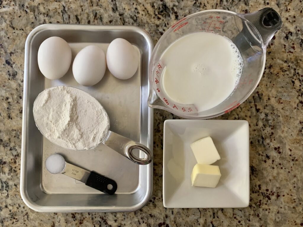 Ingredients for Pouffy Balloon Popovers