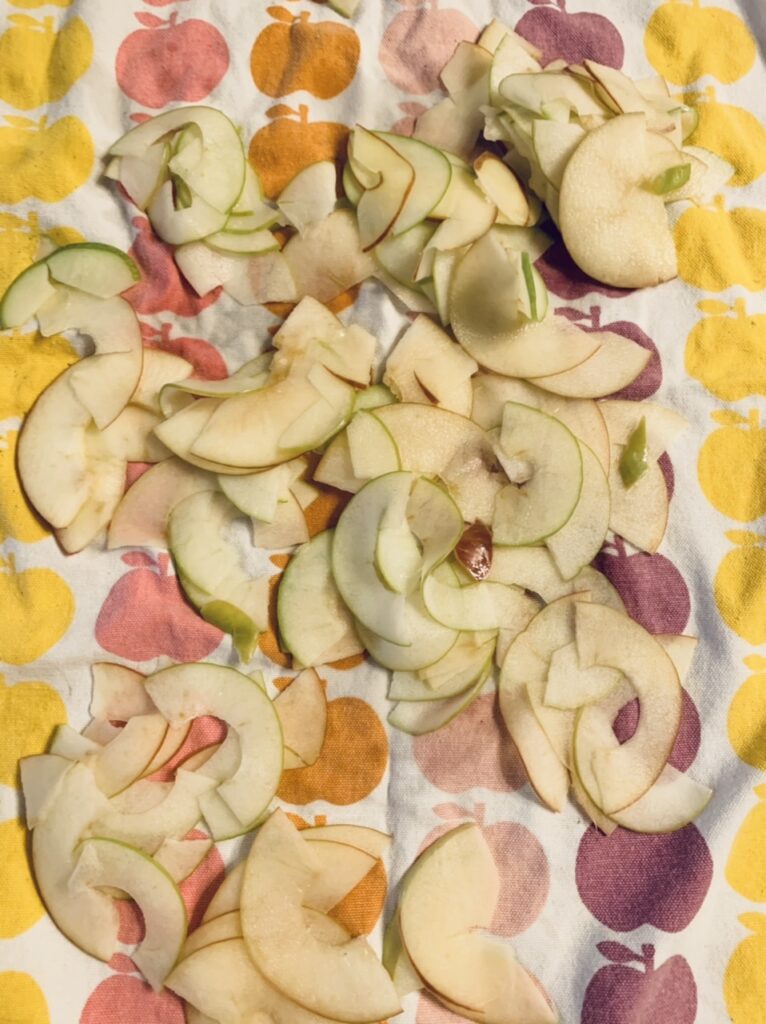 Preparing apples for Petite Apple Flower Tart