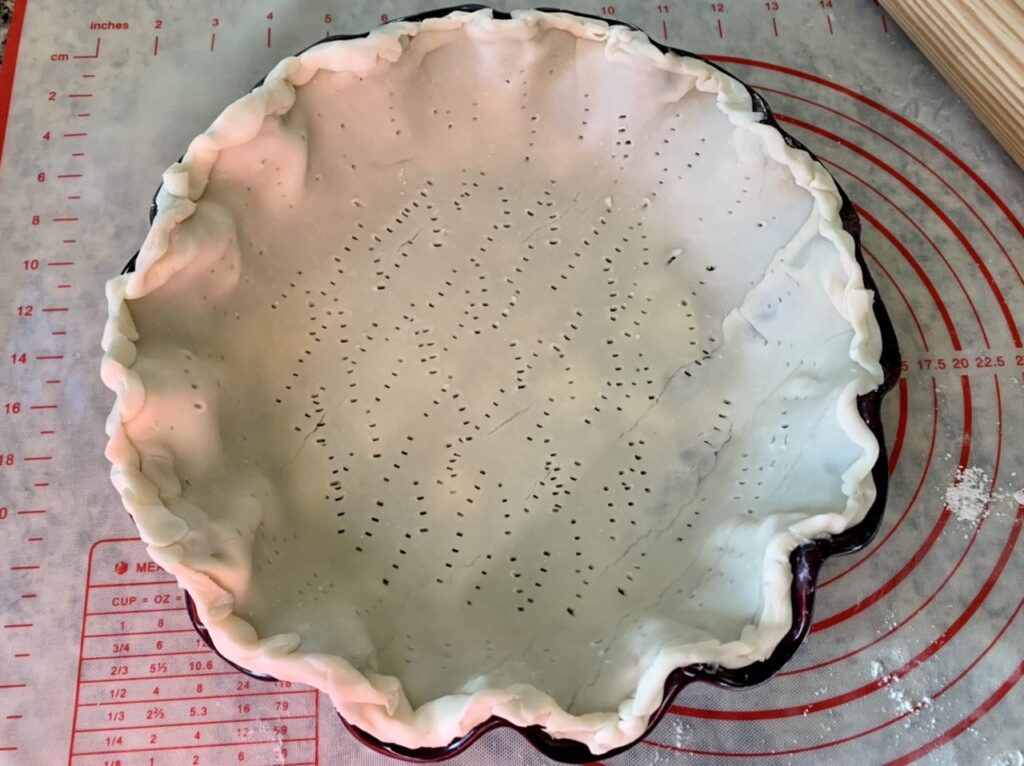 Prepared pie shell for Easy Bourbon Pumpkin Pie