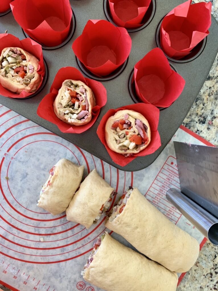 Spanish Inspired Ham & Cheese Spiral Muffin Bread