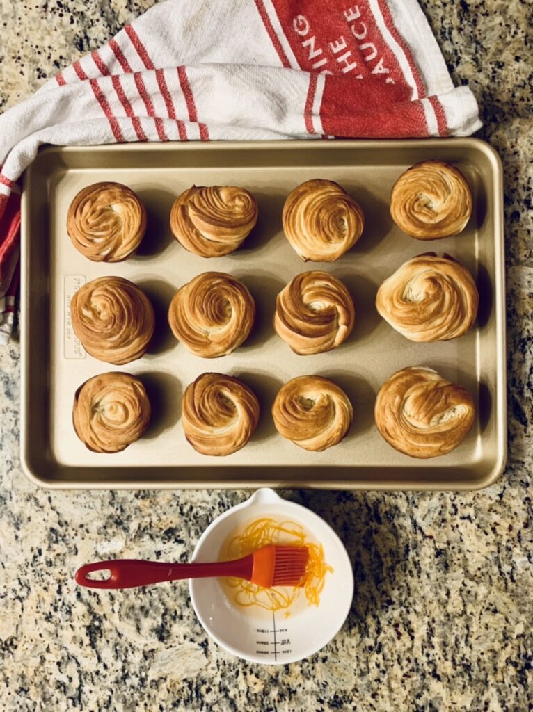 Glazing the Butter Cruffins (Croissant + Muffin)