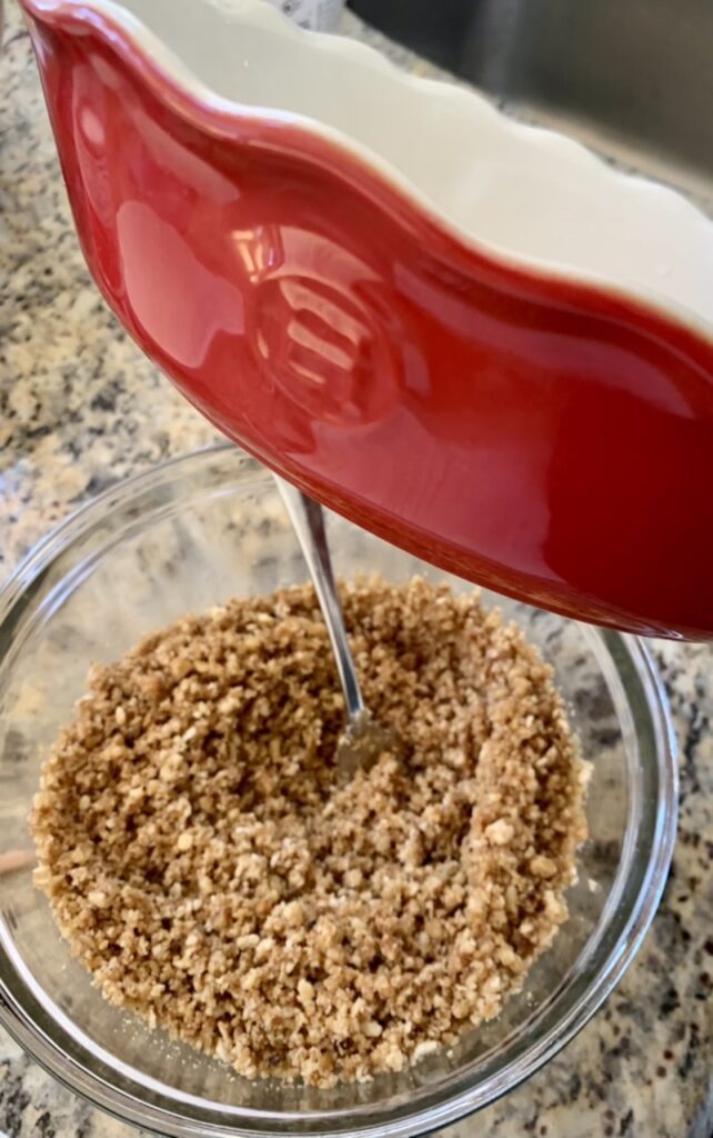 Making  nut crust for Key Lime Pie