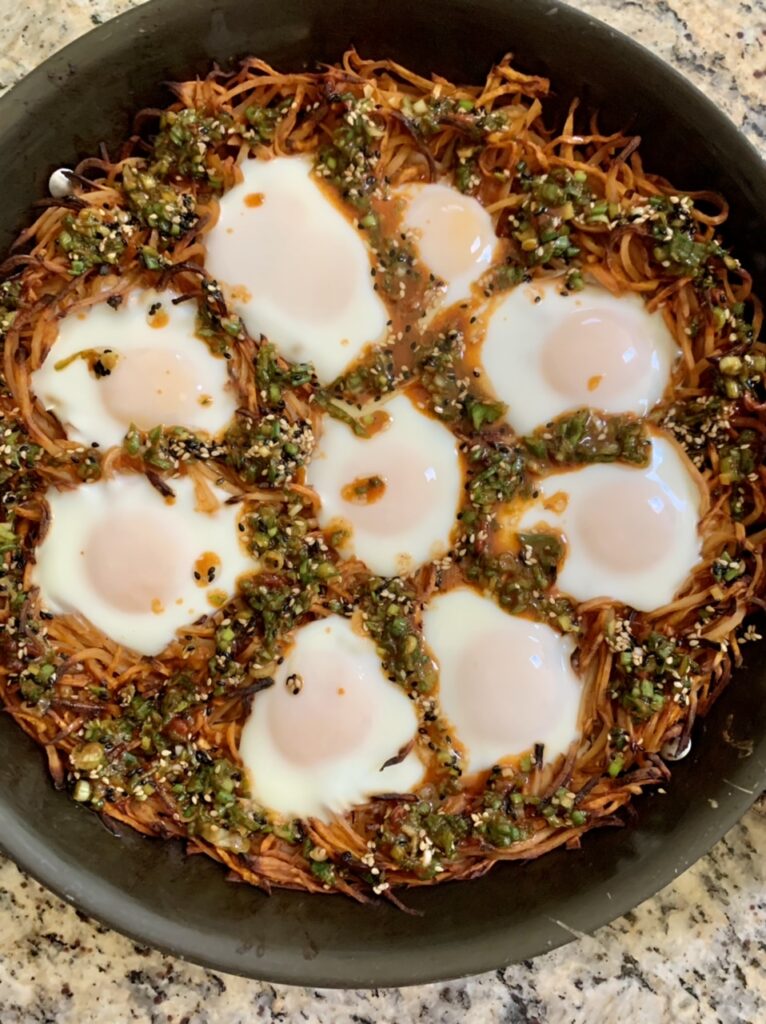 Spicy Potatoes Nest and Eggs